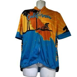 Aero tech Designs California Cycling Jersey 2XL Sunset Palm Trees USA
